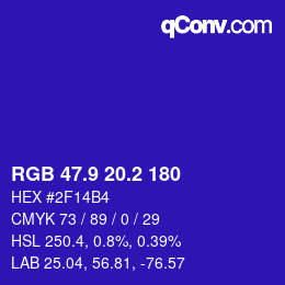 カラーコード: RGB 47.9 20.2 180 | qconv.com