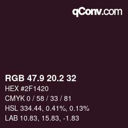 カラーコード: RGB 47.9 20.2 32 | qconv.com