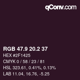 カラーコード: RGB 47.9 20.2 37 | qconv.com