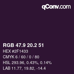 Color code: RGB 47.9 20.2 51 | qconv.com