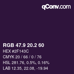 カラーコード: RGB 47.9 20.2 60 | qconv.com