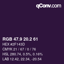 Color code: RGB 47.9 20.2 61 | qconv.com
