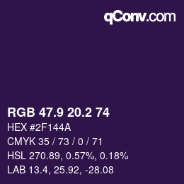 カラーコード: RGB 47.9 20.2 74 | qconv.com