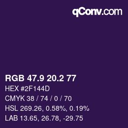 カラーコード: RGB 47.9 20.2 77 | qconv.com