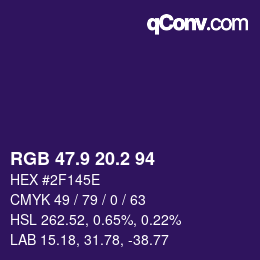 Color code: RGB 47.9 20.2 94 | qconv.com