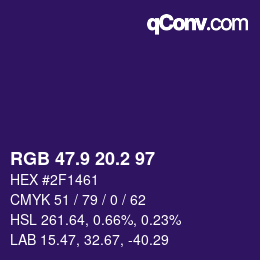 カラーコード: RGB 47.9 20.2 97 | qconv.com