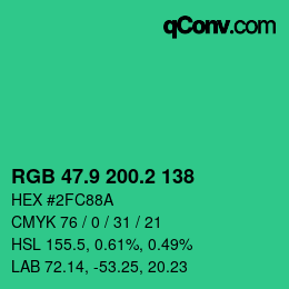 カラーコード: RGB 47.9 200.2 138 | qconv.com