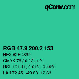 カラーコード: RGB 47.9 200.2 153 | qconv.com