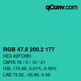 カラーコード: RGB 47.9 200.2 177 | qconv.com