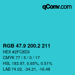 カラーコード: RGB 47.9 200.2 211 | qconv.com