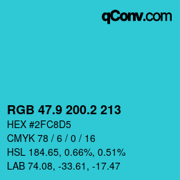 Farbcode: RGB 47.9 200.2 213 | qconv.com