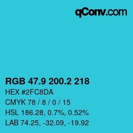 カラーコード: RGB 47.9 200.2 218 | qconv.com