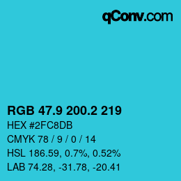 カラーコード: RGB 47.9 200.2 219 | qconv.com