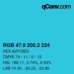 カラーコード: RGB 47.9 200.2 224 | qconv.com