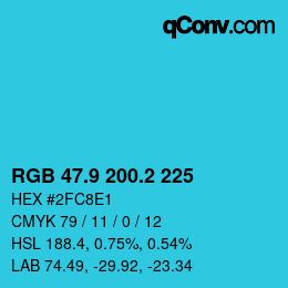 カラーコード: RGB 47.9 200.2 225 | qconv.com