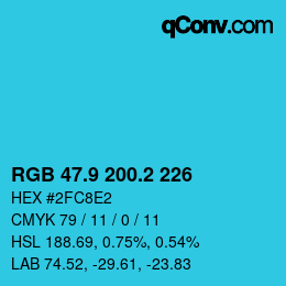 カラーコード: RGB 47.9 200.2 226 | qconv.com