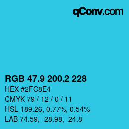 カラーコード: RGB 47.9 200.2 228 | qconv.com