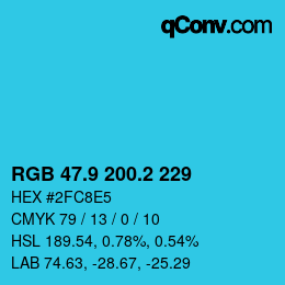 カラーコード: RGB 47.9 200.2 229 | qconv.com