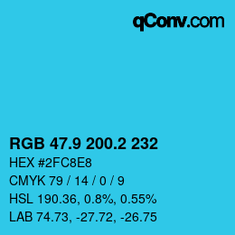 カラーコード: RGB 47.9 200.2 232 | qconv.com