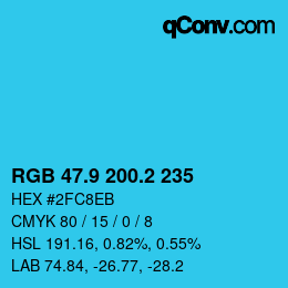 カラーコード: RGB 47.9 200.2 235 | qconv.com