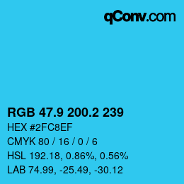 カラーコード: RGB 47.9 200.2 239 | qconv.com