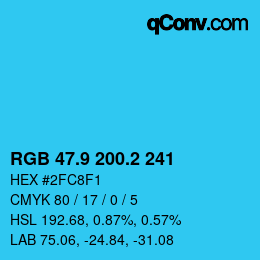 カラーコード: RGB 47.9 200.2 241 | qconv.com
