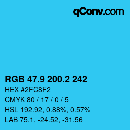 カラーコード: RGB 47.9 200.2 242 | qconv.com