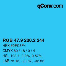 カラーコード: RGB 47.9 200.2 244 | qconv.com