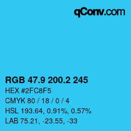 カラーコード: RGB 47.9 200.2 245 | qconv.com
