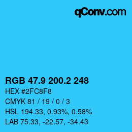 カラーコード: RGB 47.9 200.2 248 | qconv.com