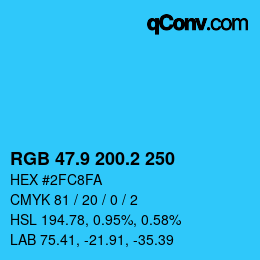 カラーコード: RGB 47.9 200.2 250 | qconv.com