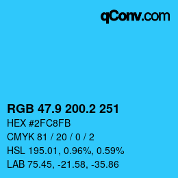 カラーコード: RGB 47.9 200.2 251 | qconv.com