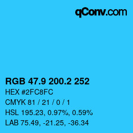 カラーコード: RGB 47.9 200.2 252 | qconv.com