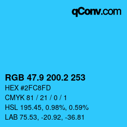 カラーコード: RGB 47.9 200.2 253 | qconv.com