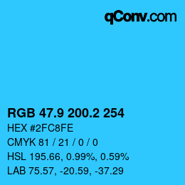 カラーコード: RGB 47.9 200.2 254 | qconv.com