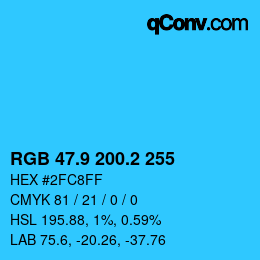 Color code: RGB 47.9 200.2 255 | qconv.com