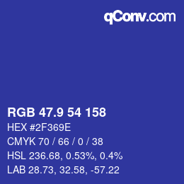 カラーコード: RGB 47.9 54 158 | qconv.com