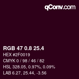 カラーコード: RGB 47 0.8 25.4 | qconv.com