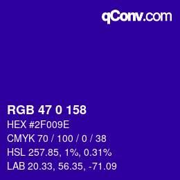 Color code: RGB 47 0 158 | qconv.com