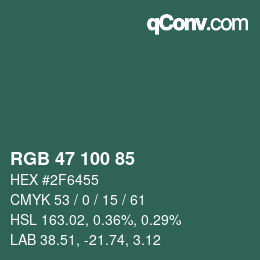 颜色代码: RGB 47 100 85 | qconv.com