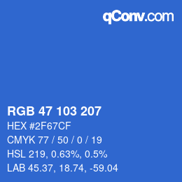 Color code: RGB 47 103 207 | qconv.com