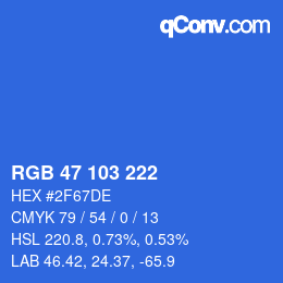 Color code: RGB 47 103 222 | qconv.com