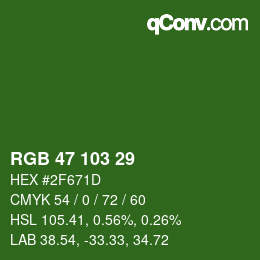 Color code: RGB 47 103 29 | qconv.com