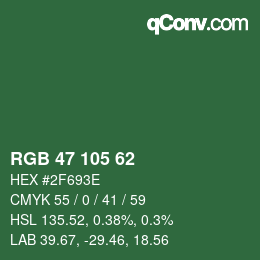 Color code: RGB 47 105 62 | qconv.com