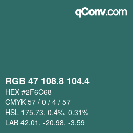 カラーコード: RGB 47 108.8 104.4 | qconv.com