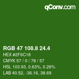 カラーコード: RGB 47 108.8 24.4 | qconv.com