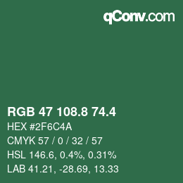 カラーコード: RGB 47 108.8 74.4 | qconv.com