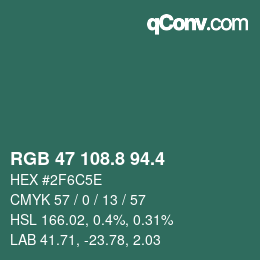 カラーコード: RGB 47 108.8 94.4 | qconv.com