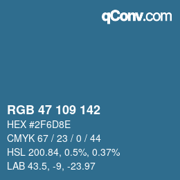 Color code: RGB 47 109 142 | qconv.com