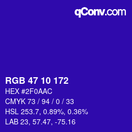 Color code: RGB 47 10 172 | qconv.com